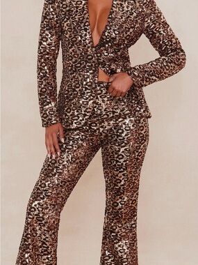 Wild Elegance Sequin Flare Pants